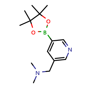 Chemical structure of N,N-dimethyl-1-(5-(4,4,5,5-tetramethyl-1,3,2-dioxaborolan-2-yl)pyridin-3-yl)methanamine , CAS 919347-18-5, AChemBlock Q53837