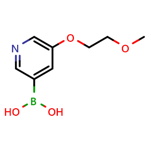 Chemical structure of (5-(2-Methoxyethoxy)pyridin-3-yl)boronic acid , CAS 1015229-31-8, AChemBlock Q53839