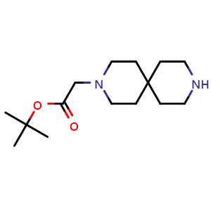Chemical structure of tert-butyl 2-(3,9-diazaspiro[5.5]undecan-3-yl)acetate , CAS 189333-51-5, AChemBlock Q53870