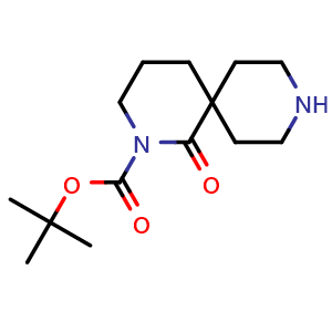 Chemical structure of tert-butyl 1-oxo-2,9-diazaspiro[5.5]undecane-2-carboxylate , CAS 1221449-51-9, AChemBlock Q53887