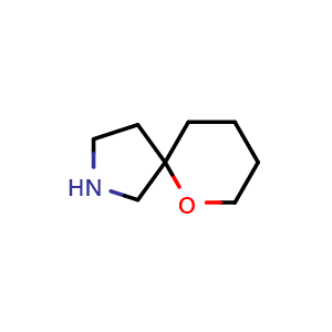 Chemical structure of 6-oxa-2-azaspiro[4.5]decane , CAS 86423-15-6, AChemBlock Q53891