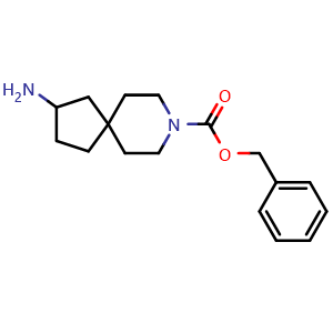 Chemical structure of benzyl 2-amino-8-azaspiro[4.5]decane-8-carboxylate , CAS 1823270-06-9, AChemBlock Q53912