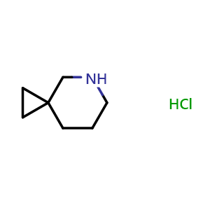 Chemical structure of 5-azaspiro[2.5]octane hydrochloride , CAS 1797157-33-5, AChemBlock Q53924