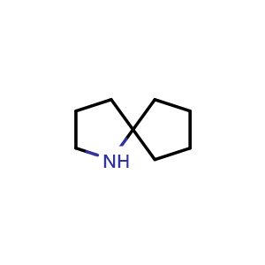Chemical structure of 1-azaspiro[4.4]nonane , CAS 176-03-4, AChemBlock Q53930