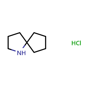 Chemical structure of 1-azaspiro[4.4]nonane hydrochloride , CAS 1417567-64-6, AChemBlock Q53931