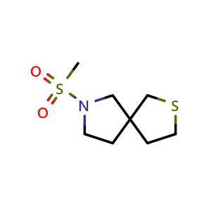 Chemical structure of 7-(methylsulfonyl)-2-thia-7-azaspiro[4.4]nonane , CAS 77415-66-8, AChemBlock Q53934