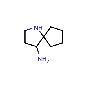Chemical structure of 1-azaspiro[4.4]nonan-4-amine , CAS 2007221-63-6, AChemBlock Q53946