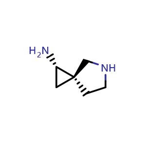 Chemical structure of (1S,3R)-5-Azaspiro[2.4]heptan-1-amine , CAS 150516-48-6, AChemBlock Q53960