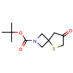 Chemical structure of tert-butyl 7-oxo-5-thia-2-azaspiro[3.4]octane-2-carboxylate , CAS 1453315-68-8, AChemBlock Q53975