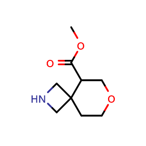 Chemical structure of methyl 7-oxa-2-azaspiro[3.5]nonane-5-carboxylate , CAS 1445951-80-3, AChemBlock Q53977