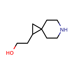 Chemical structure of 2-(6-azaspiro[2.5]octan-1-yl)ethan-1-ol , CAS 1445951-66-5, AChemBlock Q53983