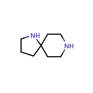 Chemical structure of 1,8-Diazaspiro[4.5]decane , CAS 36142-00-4, AChemBlock Q53985