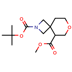 Chemical structure of 2-(tert-butyl) 5-methyl 7-oxa-2-azaspiro[3.5]nonane-2,5-dicarboxylate , CAS 1445950-84-4, AChemBlock Q54030