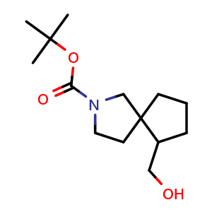 Chemical structure of tert-butyl 6-(hydroxymethyl)-2-azaspiro[4.4]nonane-2-carboxylate , CAS 1445950-94-6, AChemBlock Q54033