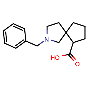 Chemical structure of 2-benzyl-2-azaspiro[4.4]nonane-6-carboxylic acid , CAS 1357353-89-9, AChemBlock Q54073