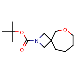 Chemical structure of tert-butyl 6-oxa-2-azaspiro[3.6]decane-2-carboxylate , CAS 1357352-13-6, AChemBlock Q54076