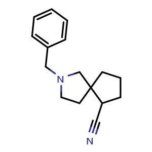 Chemical structure of 2-benzyl-2-azaspiro[4.4]nonane-6-carbonitrile , CAS 1357353-06-0, AChemBlock Q54077