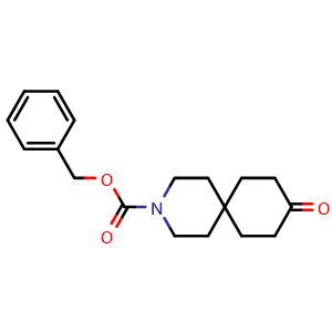 Chemical structure of benzyl 9-oxo-3-azaspiro[5.5]undecane-3-carboxylate , CAS 1056629-20-9, AChemBlock Q54133