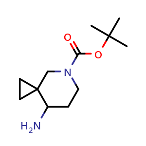 Chemical structure of tert-butyl 8-amino-5-azaspiro[2.5]octane-5-carboxylate , CAS 1260802-34-3, AChemBlock Q54134