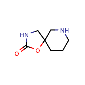 Chemical structure of 1-oxa-3,7-diazaspiro[4.5]decan-2-one , CAS 1308384-36-2, AChemBlock Q54141