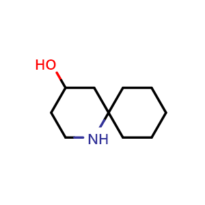 Chemical structure of 1-azaspiro[5.5]undecan-4-ol , CAS 1368355-91-2, AChemBlock Q54144