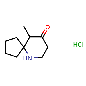 Chemical structure of 10-methyl-6-azaspiro[4.5]decan-9-one hydrochloride , CAS 1303968-20-8, AChemBlock Q54147