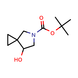 Chemical structure of tert-butyl 7-hydroxy-5-azaspiro[2.4]heptane-5-carboxylate , CAS 1262407-85-1, AChemBlock Q54159