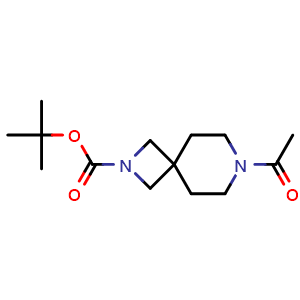 Chemical structure of tert-butyl 7-acetyl-2,7-diazaspiro[3.5]nonane-2-carboxylate , CAS 1147423-01-5, AChemBlock Q54169