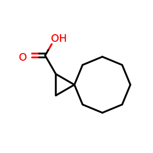 Chemical structure of spiro[2.7]decane-1-carboxylic acid , CAS 680619-39-0, AChemBlock Q54184