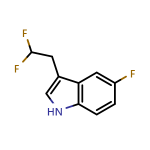 Chemical structure of 3-(2,2-Difluoroethyl)-5-fluoro-1H-indole , CAS 1609975-36-1, AChemBlock Q54188