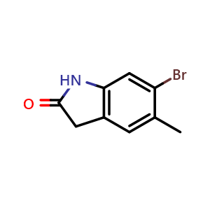 Chemical structure of 6-bromo-5-methylindolin-2-one , CAS 1260851-75-9, AChemBlock Q54199