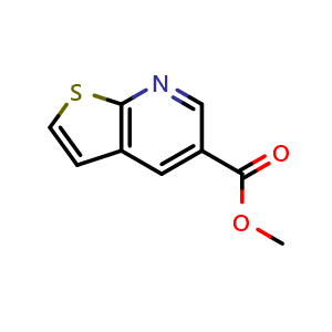 Chemical structure of methyl thieno[2,3-b]pyridine-5-carboxylate , CAS 21344-30-9, AChemBlock Q54200