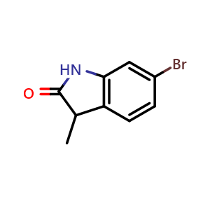 Chemical structure of 6-bromo-3-methylindolin-2-one , CAS 90725-50-1, AChemBlock Q54213