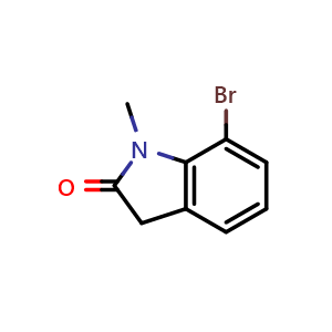 Chemical structure of 7-bromo-1-methylindolin-2-one , CAS 100831-25-2, AChemBlock Q54220