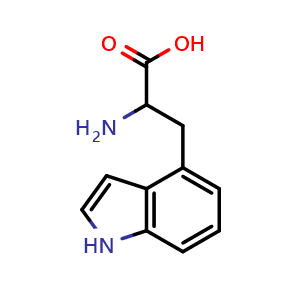 Chemical structure of 2-amino-3-(1H-indol-4-yl)propanoic acid , CAS 1259990-82-3, AChemBlock Q54261