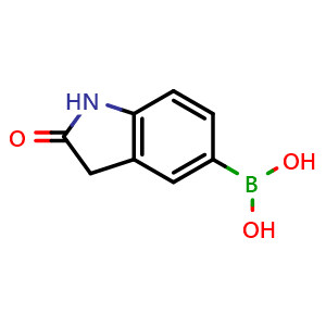 Chemical structure of (2-oxoindolin-5-yl)boronic acid , CAS 1051316-38-1, AChemBlock Q54278