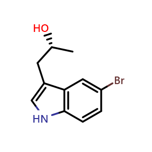 Chemical structure of (R)-1-(5-bromo-1H-indol-3-yl)propan-2-ol , CAS 1932520-35-8, AChemBlock Q54303