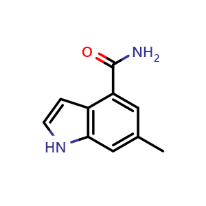 Chemical structure of 6-methyl-1H-indole-4-carboxamide , CAS 2169612-33-1, AChemBlock Q54314