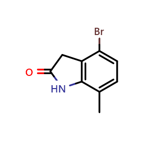 Chemical structure of 4-bromo-7-methylindolin-2-one , CAS 1260887-38-4, AChemBlock Q54320