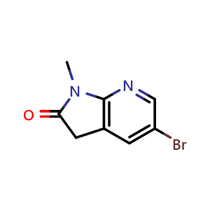 Chemical structure of 5-bromo-1-methyl-1,3-dihydro-2H-pyrrolo[2,3-b]pyridin-2-one , CAS 175424-31-4, AChemBlock Q54321
