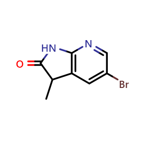 Chemical structure of 5-bromo-3-methyl-1,3-dihydro-2H-pyrrolo[2,3-b]pyridin-2-one , CAS 2091012-38-1, AChemBlock Q54322
