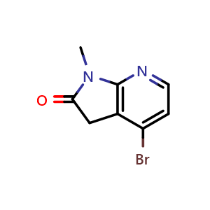 Chemical structure of 4-bromo-1-methyl-1,3-dihydro-2H-pyrrolo[2,3-b]pyridin-2-one , CAS 1935541-85-7, AChemBlock Q54324