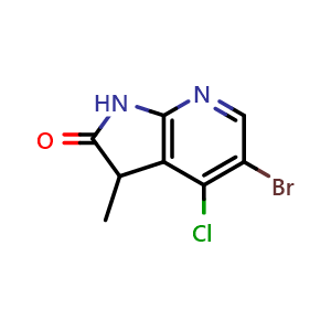Chemical structure of 5-bromo-4-chloro-3-methyl-1,3-dihydro-2H-pyrrolo[2,3-b]pyridin-2-one , CAS 2092106-88-0, AChemBlock Q54328