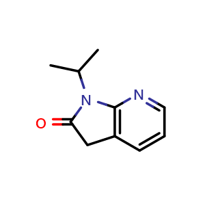 Chemical structure of 1-isopropyl-1,3-dihydro-2H-pyrrolo[2,3-b]pyridin-2-one , CAS 127555-73-1, AChemBlock Q54331