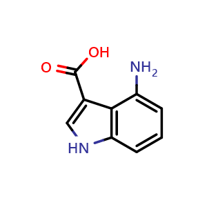 Chemical structure of 4-amino-1H-indole-3-carboxylic acid , CAS 889941-55-3, AChemBlock Q54342