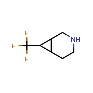 Chemical structure of 7-(trifluoromethyl)-3-azabicyclo[4.1.0]heptane , CAS 1780746-82-8, AChemBlock Q54345