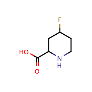 Chemical structure of 4-fluoropiperidine-2-carboxylic acid , CAS 1544167-75-0, AChemBlock Q54386