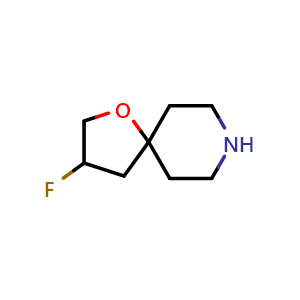 Chemical structure of 3-fluoro-1-oxa-8-azaspiro[4.5]decane , CAS 1214875-53-2, AChemBlock Q54387