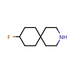 Chemical structure of 9-fluoro-3-azaspiro[5.5]undecane , CAS 1781296-68-1, AChemBlock Q54389