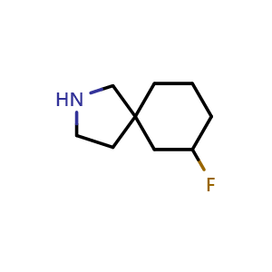 Chemical structure of 7-fluoro-2-azaspiro[4.5]decane , CAS 1784647-94-4, AChemBlock Q54392